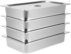 4 Pack Hotel Pans 4" Deep Steam Table Pan Full Size with Lid 20" L x 12" W Stainless Steel Hotel Pan for Food