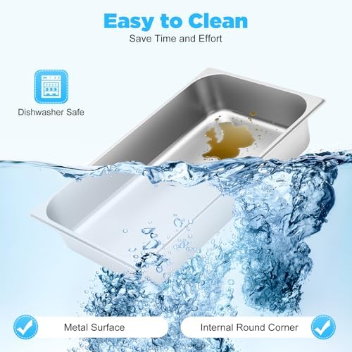 4 Pack Hotel Pans 4" Deep Steam Table Pan Full Size with Lid 20" L x 12" W Stainless Steel Hotel Pan for Food, alternate view