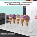 4 Pack Ice Cream Cone Holder 5 Slot Clear Acrylic Countertop Dessert Display with Sneeze Guard for Restaurants, alternate