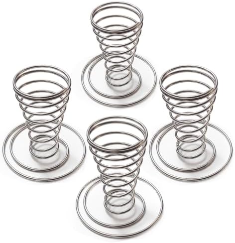 4 Pack Ice Cream Cone Holders, Stainless Steel Spiral Waffle Display Stands with Round Base for Sugar Cones
