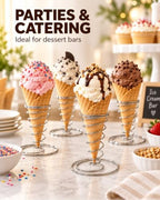 4 Pack Ice Cream Cone Holders, Stainless Steel Spiral Waffle Display Stands with Round Base for Sugar Cones, alternate view 7