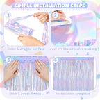 4 Pack Iridescent Blue Fringe Backdrop Curtain for Wedding Birthday Party in 3.28 x 6.56 FT in IridescentBlue, alternate view