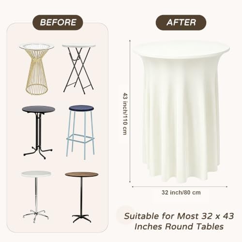 4 Pack Ivory Cocktail Table Cover 32 x 43 Inch with Wavy Skirt in 32 x 43 Inch, alternate view 3