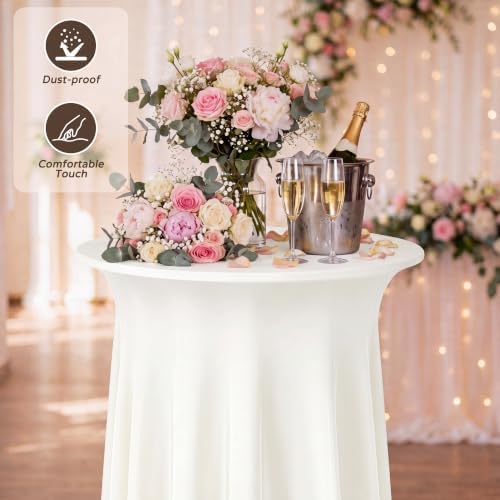 4 Pack Ivory Cocktail Table Cover 32 x 43 Inch with Wavy Skirt in 32 x 43 Inch, alternate view 4