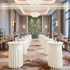 4 Pack Ivory Cocktail Table Cover 32 x 43 Inch with Wavy Skirt in 32 x 43 Inch, alternate view 5