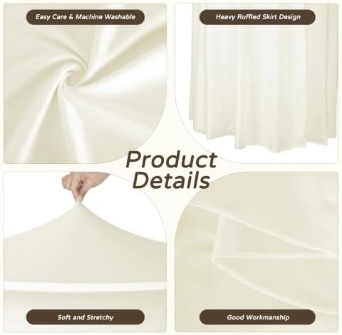 4 Pack Ivory Cocktail Table Cover 32 x 43 Inch with Wavy Skirt in 32 x 43 Inch, alternate view 6