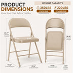 4 Pack Khaki Padded Folding Chairs with Metal Frame, alternate view 3