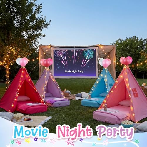 4 Pack Kids Sleepover Teepee Tent Set Air Mattresses, Colorful, alternate view 2