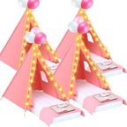 4 Pack Kids Sleepover Teepee Tent Set Air Mattresses, Pink in Pink