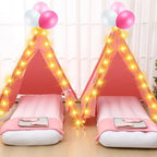 4 Pack Kids Sleepover Teepee Tent Set Air Mattresses, Pink in Pink, alternate view 2