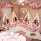 4 Pack Kids Sleepover Teepee Tent Set Air Mattresses, White in White, alternate view 2