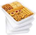 4-Pack Large Serving Tray, 14.5 x 9.5 Plastic Food Serving Platter in White