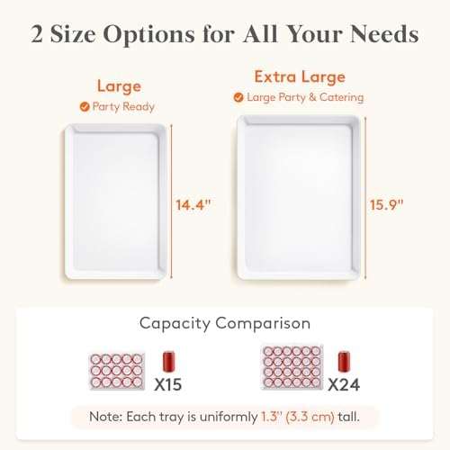 4-Pack Large Serving Tray, 14.5 x 9.5 Plastic Food Serving Platter in White, alternate view 4
