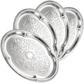 4-Pack Large Silver Serving Tray 20.3 x 15.2 Inch Mirror Platter Set for Party, Wedding, Birthday, Christmas