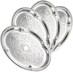 4-Pack Large Silver Serving Tray 20.3 x 15.2 Inch Mirror Platter Set for Party, Wedding, Birthday, Christmas