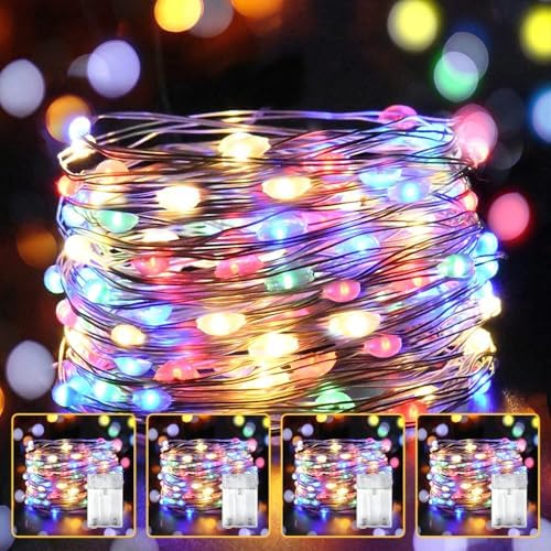 4 Pack LED Fairy Lights Battery Operated 20FT 60 LEDs Silver Wire String Lights Twinkle Lights Starry Fairy