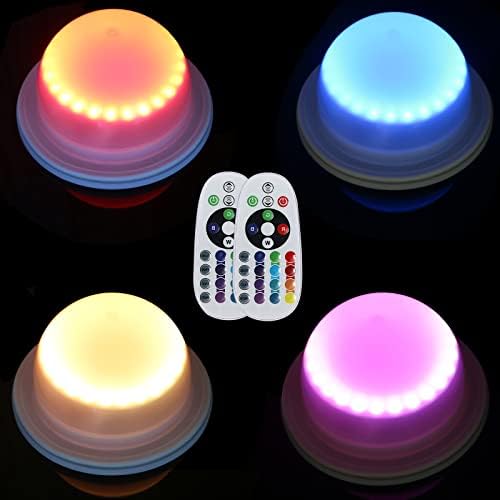 4 Pack LED Under Table Lights for Parties - RGB Event Lighting for Weddings Floor, Remote Control Uplighting for