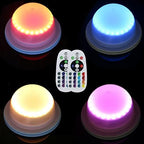 4 Pack LED Under Table Lights for Parties - RGB Event Lighting for Weddings Floor, Remote Control Uplighting for