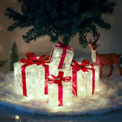 4 Pack Lighted Boxes Cool White Christmas Decorations, alternate view 5
