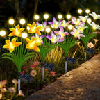 4 Pack Lily Flower Solar Garden Lights, Waterproof Solar Lights for Yard