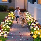 4 Pack Lily Flower Solar Garden Lights, Waterproof Solar Lights for Yard, alternate view 2
