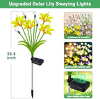 4 Pack Lily Flower Solar Garden Lights, Waterproof Solar Lights for Yard, alternate view 3