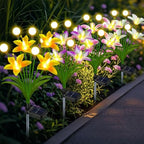 4 Pack Lily Flower Solar Garden Lights, Waterproof Solar Lights for Yard, alternate view 4