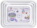 4-Pack Melamine Serving Trays Rectangle Floral Platter, Lavender in Lavender