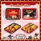 4 Pack Movie Night Melamine Serving Trays, 13 x 10 Inch Rectangular Cinema Snack Platters with Popcorn & Film, alternate view