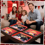 4 Pack Movie Night Melamine Serving Trays, 13 x 10 Inch Rectangular Cinema Snack Platters with Popcorn & Film, alternate view