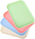 4 Pack Multicolo Plastic Serving Trays for Party Serving Food - Rectangular, 8.66 by 12 in, Heavy Duty Dessert