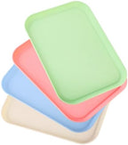 4 Pack Multicolo Plastic Serving Trays for Party Serving Food - Rectangular, 8.66 by 12 in, Heavy Duty Dessert