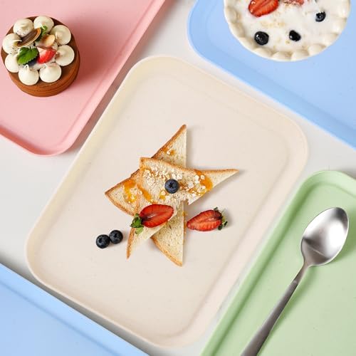 4 Pack Multicolo Plastic Serving Trays for Party Serving Food - Rectangular, 8.66 by 12 in, Heavy Duty Dessert, alternate