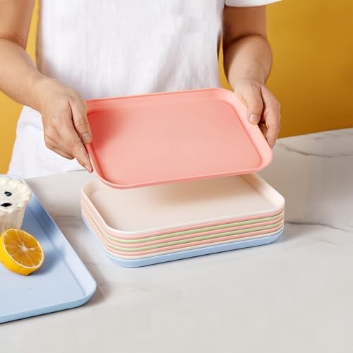 4 Pack Multicolo Plastic Serving Trays for Party Serving Food - Rectangular, 8.66 by 12 in, Heavy Duty Dessert, alternate