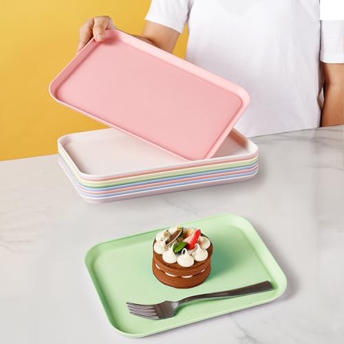 4 Pack Multicolo Plastic Serving Trays for Party Serving Food - Rectangular, 8.66 by 12 in, Heavy Duty Dessert, alternate