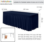 4 Pack Navy Spandex Table Covers 4ft Rectangle Ruffle Skirts for Party, alternate view 5