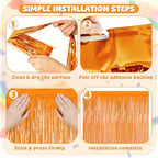 4 Pack Orange Foil Fringe Curtain, Thanksgiving Birthday Party Decorations in Orange, alternate view 4
