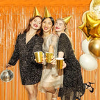 4 Pack Orange Foil Fringe Curtain, Thanksgiving Birthday Party Decorations in Orange, alternate view 5