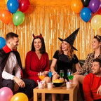 4 Pack Orange Foil Fringe Curtain, Thanksgiving Birthday Party Decorations in Orange, alternate view 6