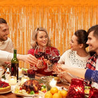 4 Pack Orange Foil Fringe Curtain, Thanksgiving Birthday Party Decorations in Orange, alternate view 7
