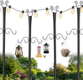 4 Pack Outdoor Patio Light Poles for String Lights, 10Ft Heavy Duty Metal String Light Poles with Shepherds