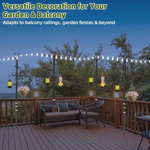 4 Pack Outdoor Patio Light Poles for String Lights, 10Ft Heavy Duty Metal String Light Poles with Shepherds, alternate view 2