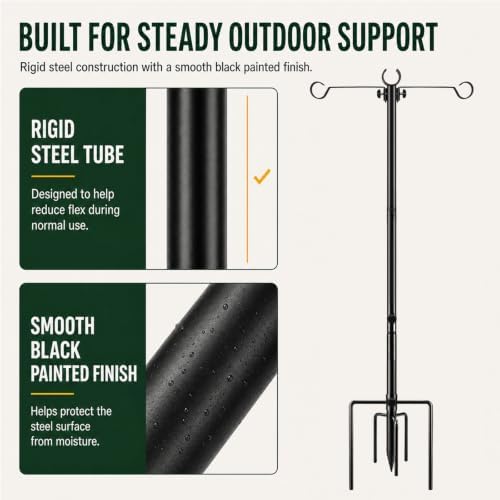 4 Pack Outdoor String Light Poles 10 ft with Detachable Side Crossbars, alternate view 4