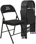 4 Pack Padded Folding Chairs, PU Leather Seat, 350 lb, Black in Black
