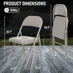 4 Pack Padded Folding Chairs, PU Leather Seat, 350 lb, Grey in Grey, alternate view 2