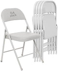 4 Pack Padded Folding Chairs, PU Leather Seat, 350 lb, White in White