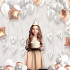 4 Pack Pastel White Fringe Backdrop, 3.2x8.2ft Shining Foil Tinsel Curtains, Birthday Party Decorations Door, alternate view