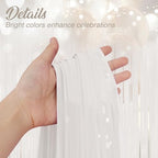 4 Pack Pastel White Fringe Backdrop, 3.2x8.2ft Shining Foil Tinsel Curtains, Birthday Party Decorations Door, alternate view