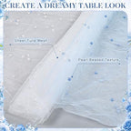 4 Pack Pearl Tulle Table Runner, 2 White 2 Light Blue in 30 x 118 inch in White and Light Blue, alternate view 4