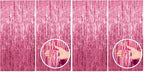 4 Pack Pink Backdrop Party Decorations Tinsel Curtain Party Backdrop Foil Fringe Birthday Decorations Photo